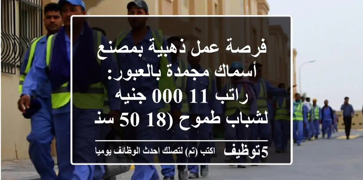 فرصة عمل ذهبية بمصنع أسماك مجمدة بالعبور: راتب 11,000 جنيه لشباب طموح (18-50 سنة)